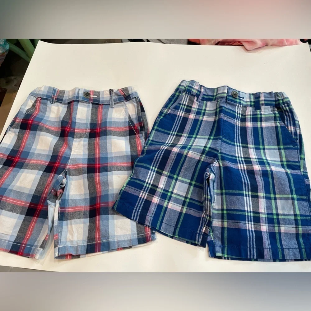 Plaid Shorts Set in Blue and Red